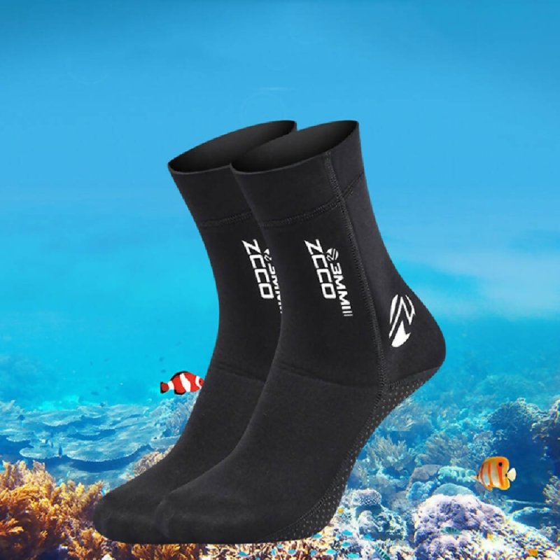 ZCCO 3mm Warm Non-Slip Diving Socks Anti-Wear Ankle Fins, Size:39-40 (Black) - Non-Slip Diving Socks - British D'sire
