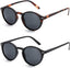 ZENOTTIC 2 Pack Polarised Sunglasses Womens Mens Retro Vintage Round and Square Sun Glasses with UV400 Protection Unisex - British D'sire