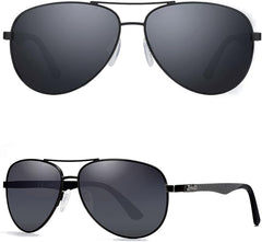 ZENOTTIC Pilot Polarised Sunglasses Mens Womens Carbon Fiber Metal Frame Mirrored UV400 Protection Unisex Classic Retro Style - British D'sire