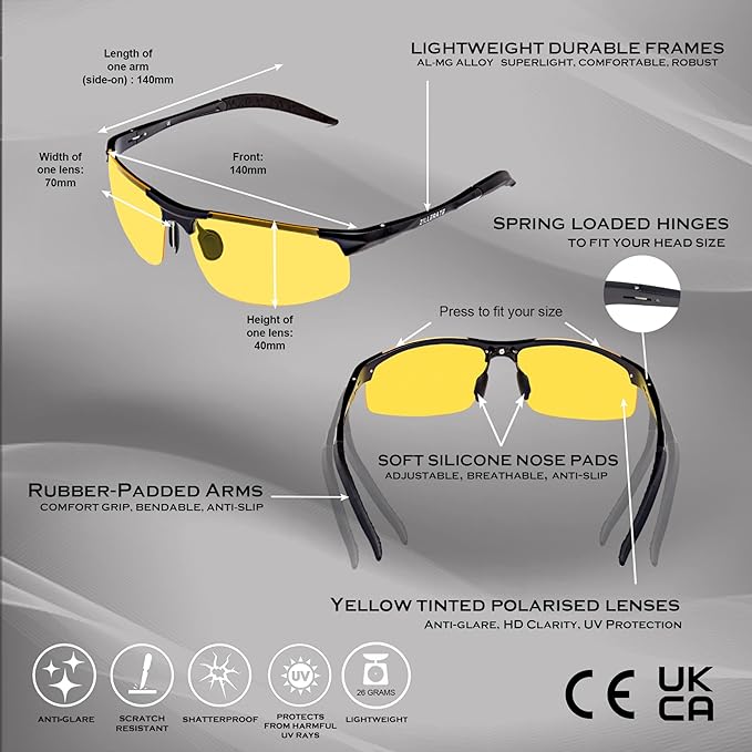 ZILLERATE Night Driving Glasses for Men Women Anti-Glare Night
