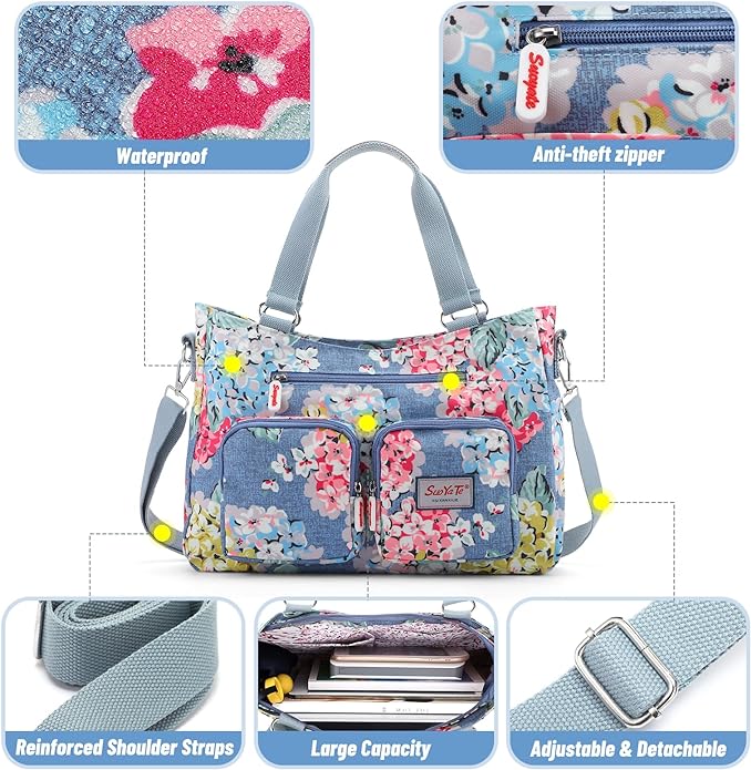 zootop Womens Handbag Top Handle Bag Multi Pockets Crossbody Shoulder Bag with Detachable Shoulder Strap Waterproof Messenger Bag Large Tote Bag for Casual Work Shopping Travel - British D'sire