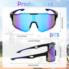 Zuimei 2Pcs Cycling Glasses, Polarized Sports Sunglasses for Men Women, UV400 Protection Ski Goggles Sun Glasses for Cycling Running Driving Driving Fishing Golf Motorcycle Baseball - British D'sire
